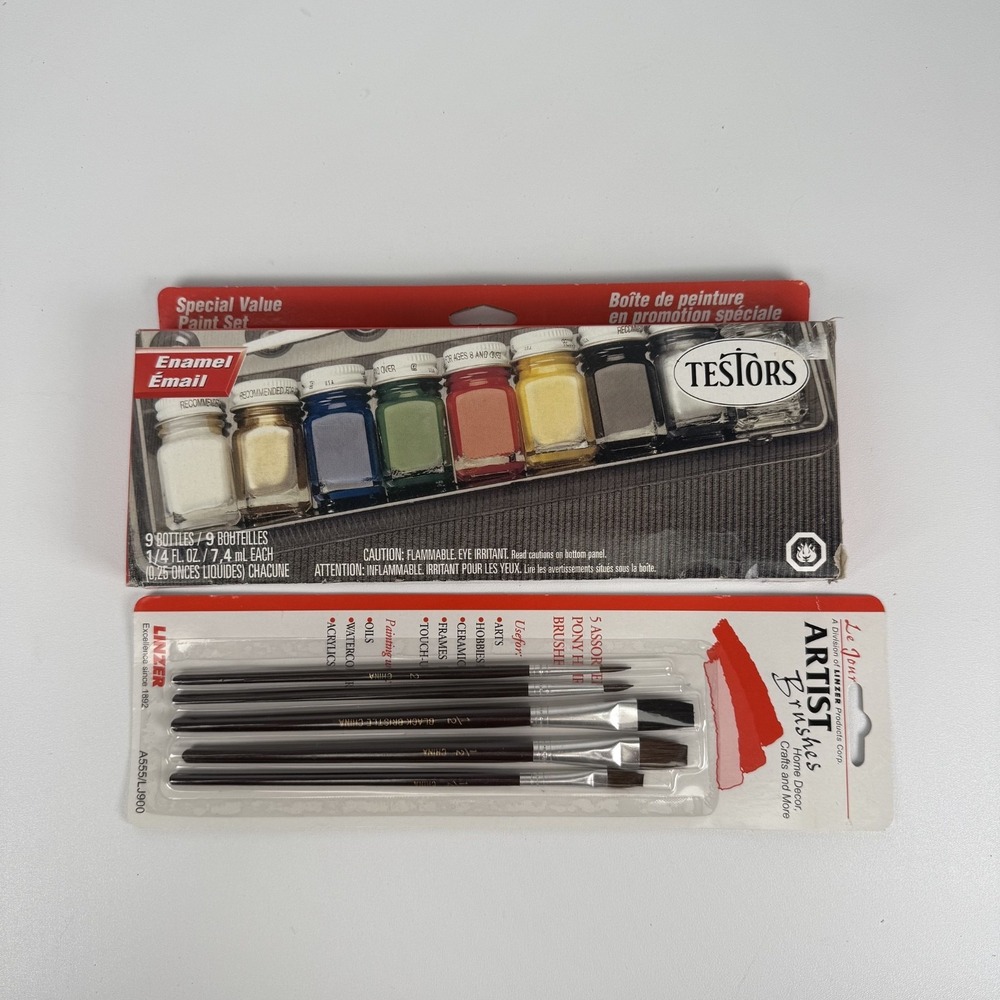 Testors 9146 Special Value Enamel Paint Set of 9 With Paint Brush set of‎ 5